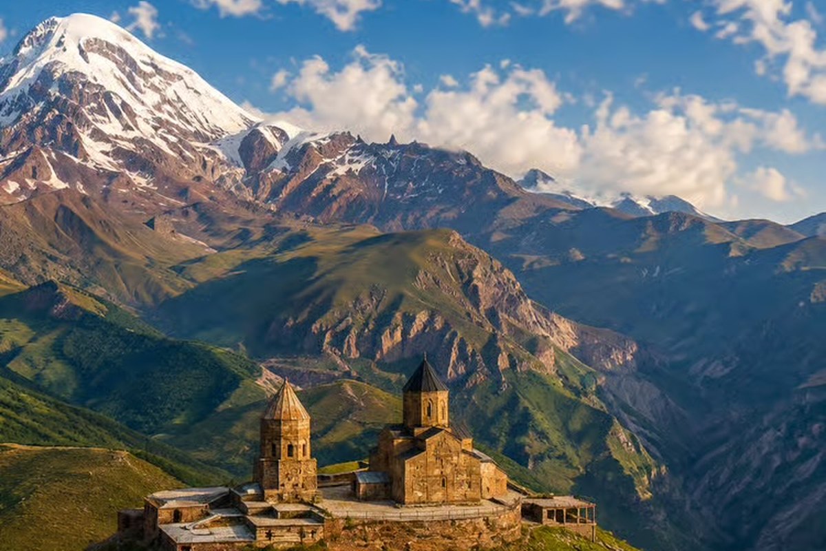Gergeti Trinity Church below Mount Kazbek, Georgia